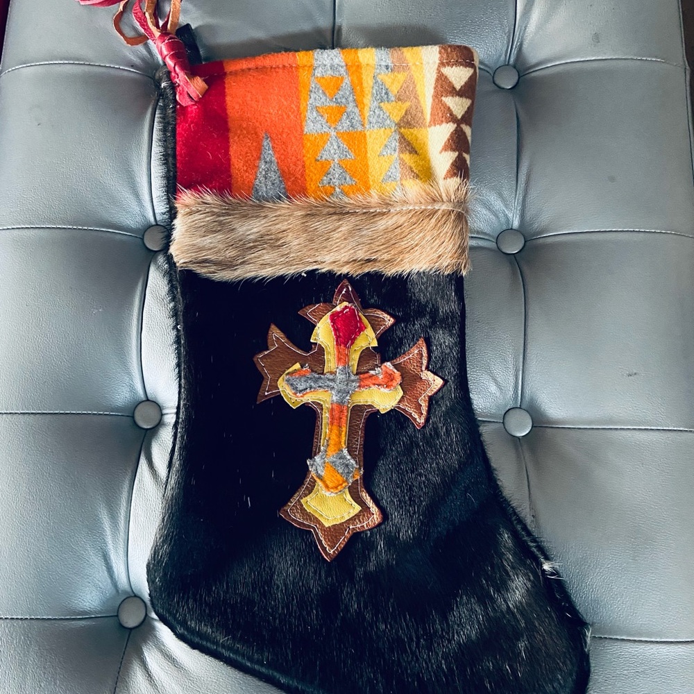 Handmade Genuine Cowhide Decorative Christmas Stocking (7 unique availab…